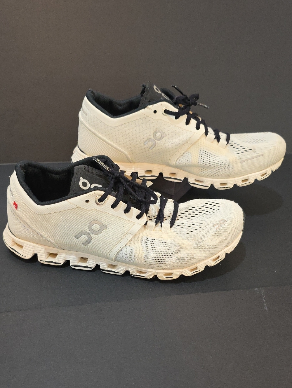 On Cloud X Running Women's Sneakers in Off-White with Black Accents Size 7
